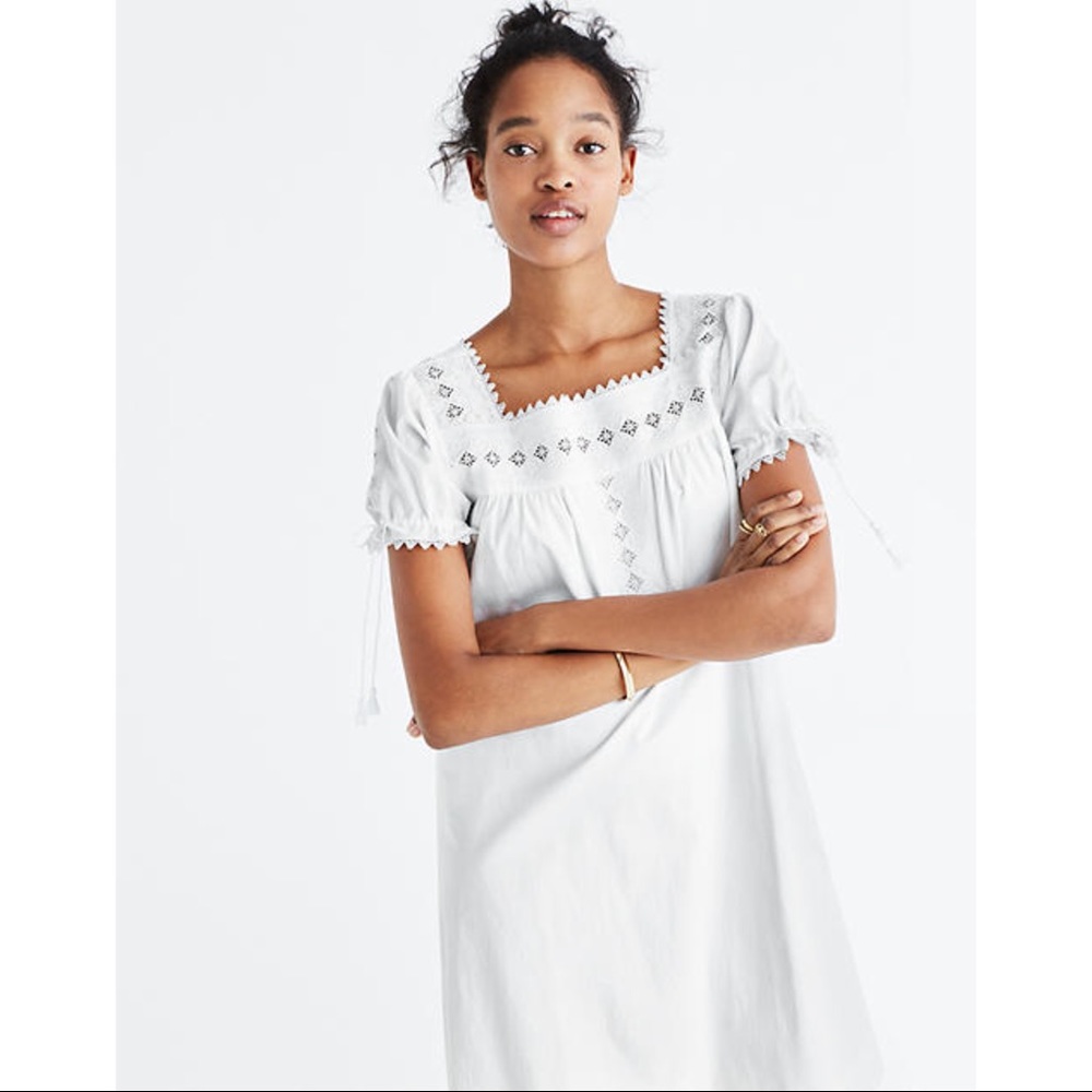 Madewell Cotton White Eyelet Shift Dress Size XS